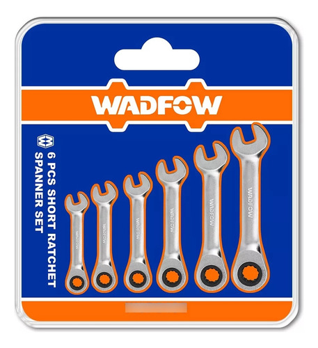 Set 6 Llaves Combinadas Cortas Con Crique Wadfow Wsp6406 Color Gris